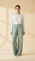 Soft Sage Wide-Leg Trousers
